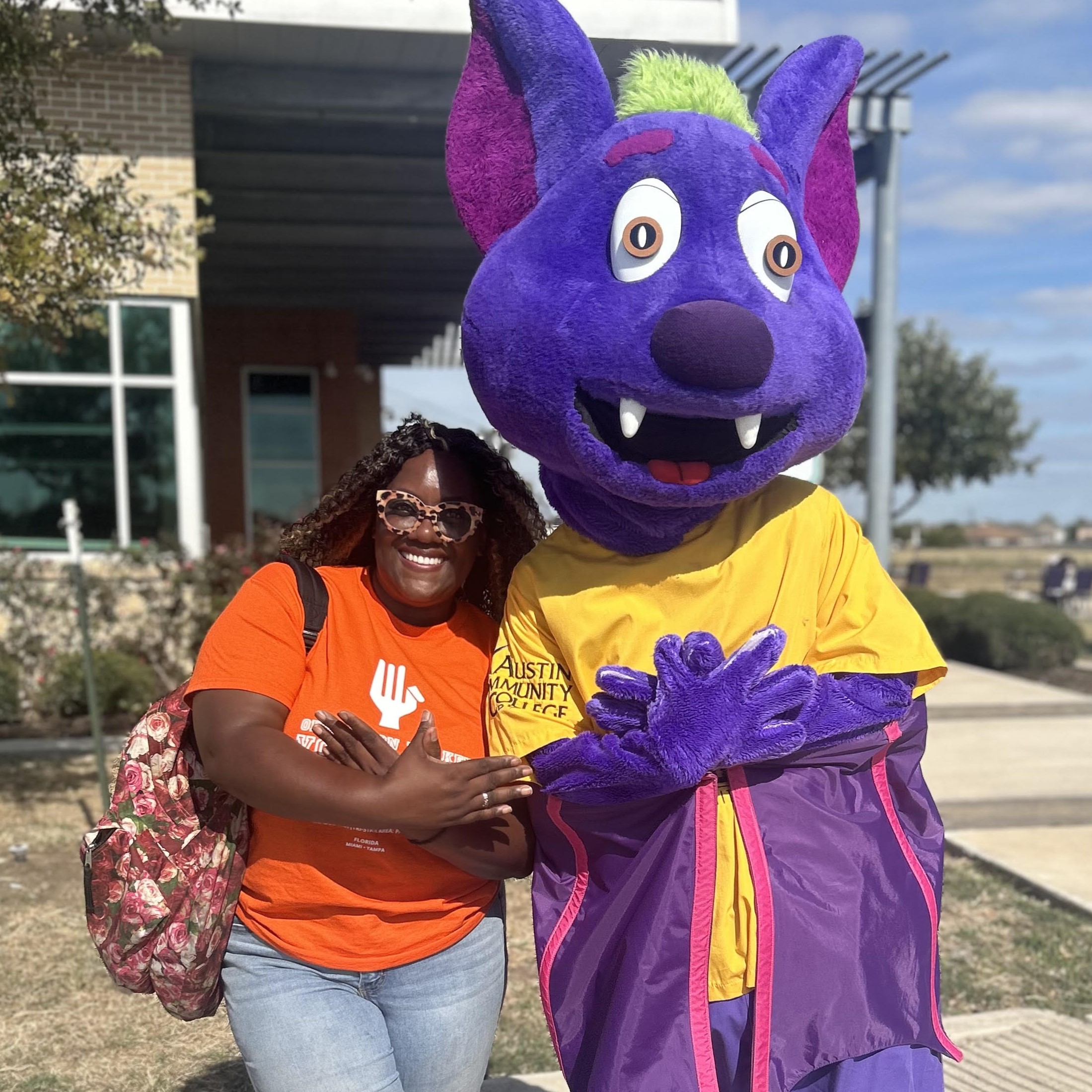 Photo of Shametra McGregor with ACC Mascot, RB